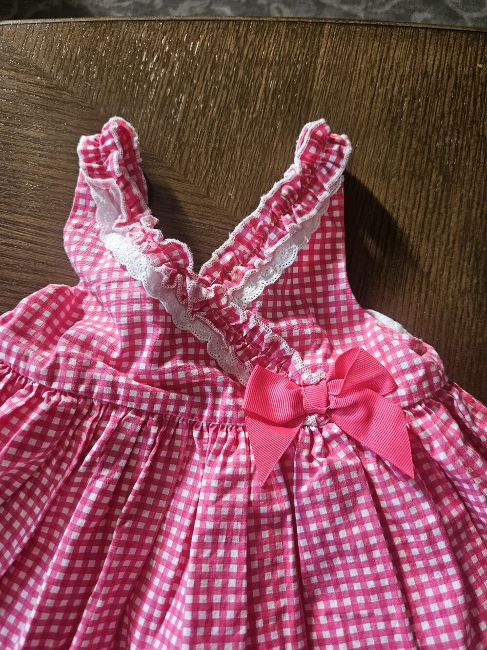 Maggie& Zoe Pink Gingham Bow Summer Dress Size 12 Months
